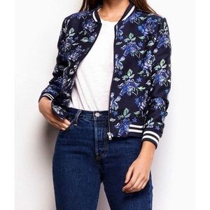 BB Dakota Women's Floral Bomber Jacket - Blue